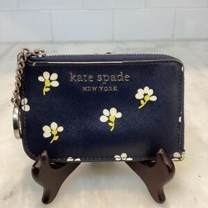 Kate Spade Wallet Leather Floral Card Holder Key Chain Pouch